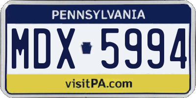 PA license plate MDX5994