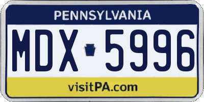PA license plate MDX5996