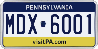 PA license plate MDX6001