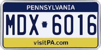 PA license plate MDX6016