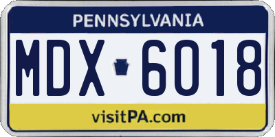 PA license plate MDX6018