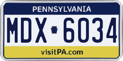 PA license plate MDX6034