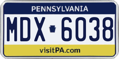 PA license plate MDX6038