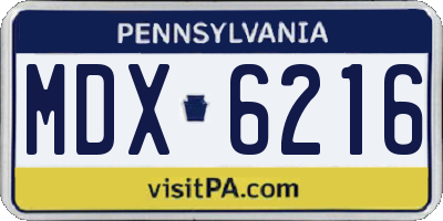 PA license plate MDX6216