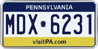 PA license plate MDX6231