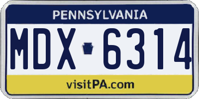 PA license plate MDX6314