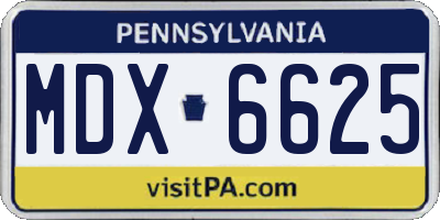 PA license plate MDX6625
