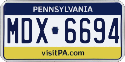 PA license plate MDX6694