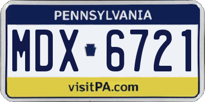 PA license plate MDX6721