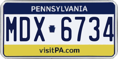 PA license plate MDX6734