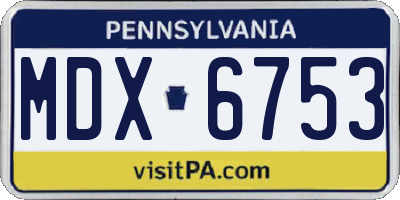 PA license plate MDX6753