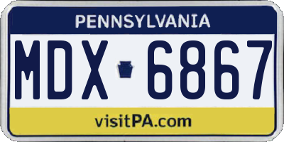PA license plate MDX6867