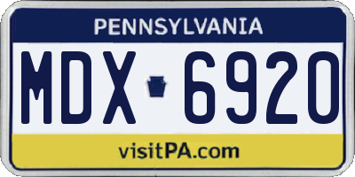PA license plate MDX6920