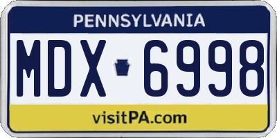 PA license plate MDX6998