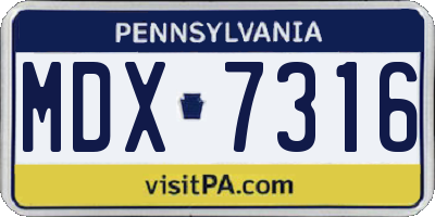 PA license plate MDX7316