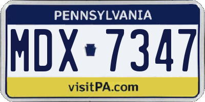 PA license plate MDX7347