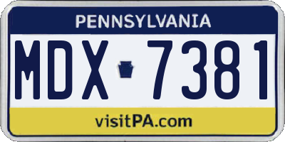 PA license plate MDX7381