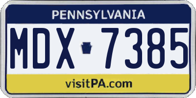 PA license plate MDX7385