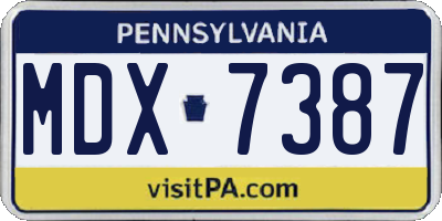 PA license plate MDX7387