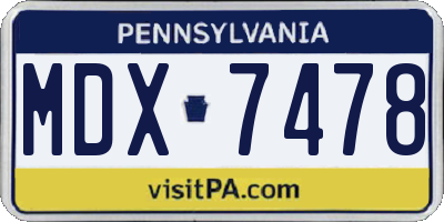 PA license plate MDX7478