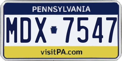 PA license plate MDX7547