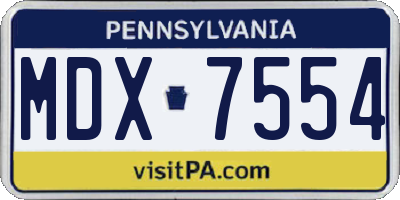 PA license plate MDX7554