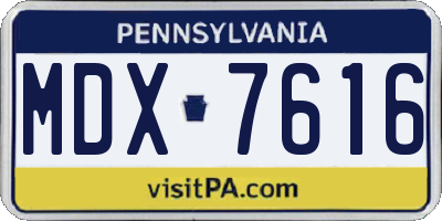PA license plate MDX7616
