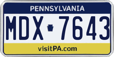 PA license plate MDX7643