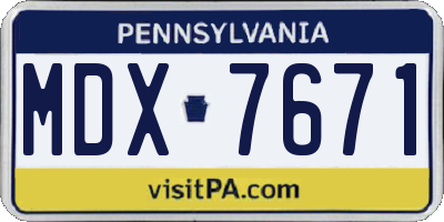 PA license plate MDX7671