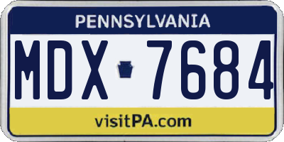 PA license plate MDX7684