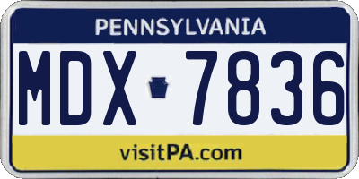 PA license plate MDX7836