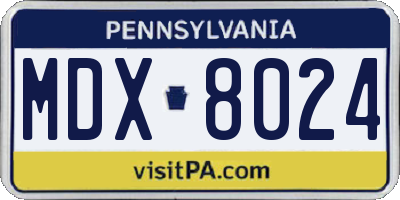 PA license plate MDX8024
