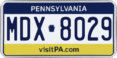 PA license plate MDX8029