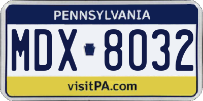 PA license plate MDX8032