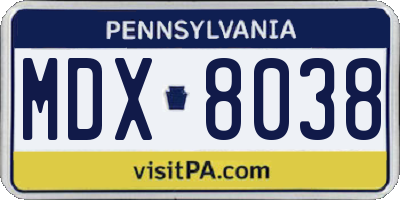 PA license plate MDX8038