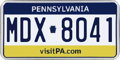 PA license plate MDX8041