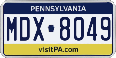 PA license plate MDX8049