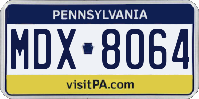 PA license plate MDX8064