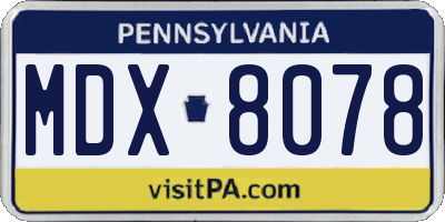 PA license plate MDX8078