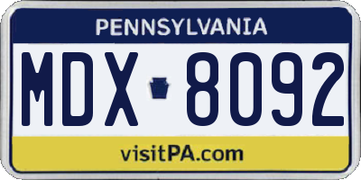 PA license plate MDX8092