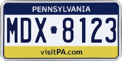 PA license plate MDX8123