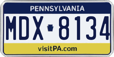 PA license plate MDX8134