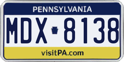 PA license plate MDX8138