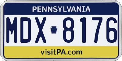 PA license plate MDX8176