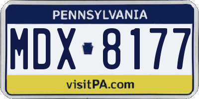 PA license plate MDX8177
