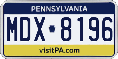 PA license plate MDX8196