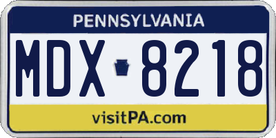PA license plate MDX8218