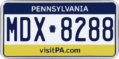 PA license plate MDX8288