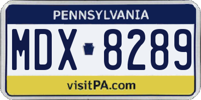 PA license plate MDX8289