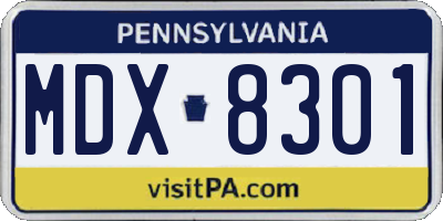PA license plate MDX8301